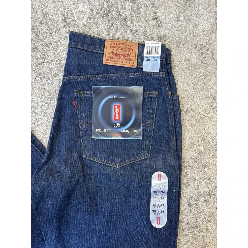 Vintage 90s Levi's NEW With Tags Dark 505 Straight Regular Fit‎ Jeans 38x34 NOS